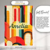 Abstract Curved Shapes Warm Sunset Color Layers Seamless Pattern  Personalised Custom Name Super Soft Fleece Blanket Bed Sofa Throw