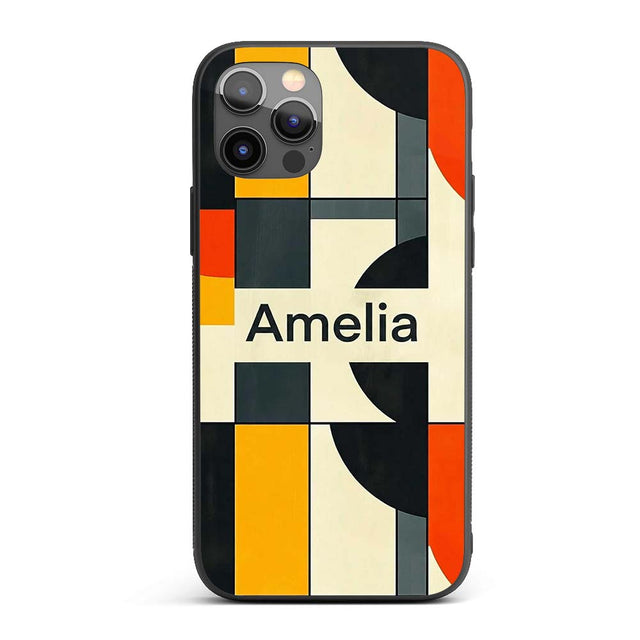 Abstract Geometric Blocks Bold Primary Color Grid Custom Name Protective Phone Case Mobile Cover Durable Everyday Smartphone Shock Resistant