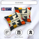 Custom Name Abstract Geometric Blocks Bold Primary Grid Seamless Square Filled Cushion Throw Pillow Sofa Bed Home Decor Zip Washable UK Made