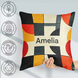 Custom Name Abstract Geometric Blocks Bold Primary Grid Seamless Square Filled Cushion Throw Pillow Sofa Bed Home Decor Zip Washable UK Made