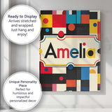 Personalised Name Abstract Colorful Geometric Custom Unique Gift Idea Modern Room Accent Canvas Wall Art Print Decor Picture Ready to Hang