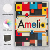 Personalised Name Abstract Colorful Geometric Custom Unique Gift Idea Modern Room Accent Canvas Wall Art Print Decor Picture Ready to Hang