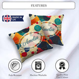 Custom Name Abstract Artistic Paint Splash with Details Seamless Square Filled Cushion Throw Pillow Sofa Bed Home Decor Zip Washable UK Made