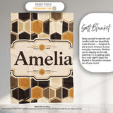 Geometric Hexagon Honeycomb Pattern Neutral Brown Tones Seamless  Personalised Custom Name Super Soft Fleece Blanket Bed Sofa Throw