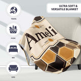 Geometric Hexagon Honeycomb Pattern Neutral Brown Tones Seamless  Personalised Custom Name Super Soft Fleece Blanket Bed Sofa Throw