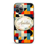 Abstract Patchwork Blocks Warm Printed Design Custom Name Protective Phone Case Mobile Cover Durable Everyday Smartphone Shock Resistant