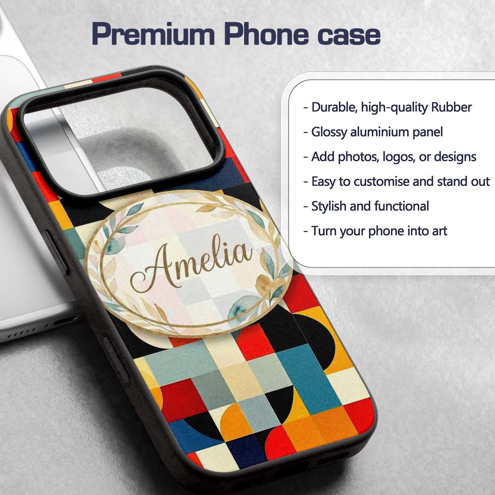 Abstract Patchwork Blocks Warm Printed Design Custom Name Protective Phone Case Mobile Cover Durable Everyday Smartphone Shock Resistant