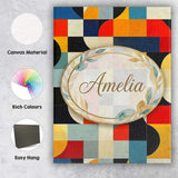 Personalised Name Abstract Patchwork Blocks Custom  Bespoke Interior Contemporary Canvas Wall Art Print Decor Picture Ready to Hang
