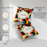Custom Name Abstract Patchwork Blocks Warm Bold Seamless Pattern Square Filled Cushion Throw Pillow Sofa Bed Home Decor Zip Washable UK Made