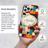 Abstract Patchwork Blocks Warm Printed Design Custom Name Protective Phone Case Mobile Cover Durable Everyday Smartphone Shock Resistant