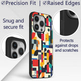 Abstract Modern Geometric Shapes Colorful Layered Custom Name Protective Phone Case Mobile Cover Durable Everyday Smartphone Shock Resistant