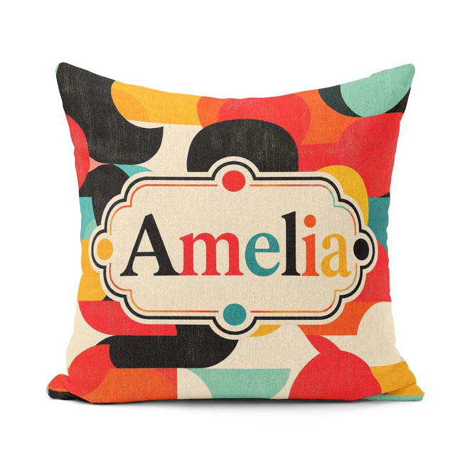 Custom Name Abstract Polygon Mosaic Bright Color Shapes Seamless Square Filled Cushion Throw Pillow Sofa Bed Home Decor Zip Washable UK Made