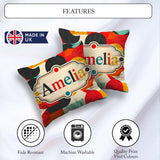 Custom Name Abstract Polygon Mosaic Bright Color Shapes Seamless Square Filled Cushion Throw Pillow Sofa Bed Home Decor Zip Washable UK Made