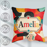 Custom Name Abstract Polygon Mosaic Bright Color Shapes Seamless Square Filled Cushion Throw Pillow Sofa Bed Home Decor Zip Washable UK Made