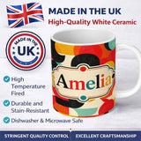 Personalized Custom Name Abstract Polygon Mosaic Bright Vibrant Color Shapes Seamless 11oz Ceramic Coffee Tea Mug White Large Handle