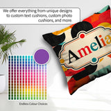 Custom Name Abstract Polygon Mosaic Bright Color Shapes Seamless Square Filled Cushion Throw Pillow Sofa Bed Home Decor Zip Washable UK Made