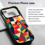 Abstract Mid Century Curved Shapes Distressed Custom Name Protective Phone Case Mobile Cover Durable Everyday Smartphone Shock Resistant