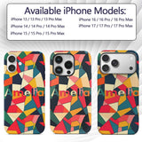 Abstract Mid Century Curved Shapes Distressed Custom Name Protective Phone Case Mobile Cover Durable Everyday Smartphone Shock Resistant