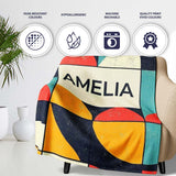 Abstract Organic Rounded Shapes Bold Color Style Seamless Pattern  Personalised Custom Name Super Soft Fleece Blanket Bed Sofa Throw