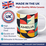 Personalized Custom Name Abstract Organic Rounded Shapes Bold Color Style Seamless Pattern 11oz Ceramic Coffee Tea Mug White Large Handle