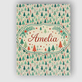 Personalised Name Dense Scandinavian Christmas Trees Green Seamless Custom Canvas Wall Art Print Decor Picture Ready to Hang