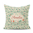 Custom Name Dense Christmas Trees Green Seamless Pattern Lovely Square Filled Cushion Throw Pillow Sofa Bed Home Decor Zip Washable UK Made