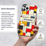 Abstract Minimal Grid Geometric Blocks Modern Custom Name Protective Phone Case Mobile Cover Durable Everyday Smartphone Shock Resistant