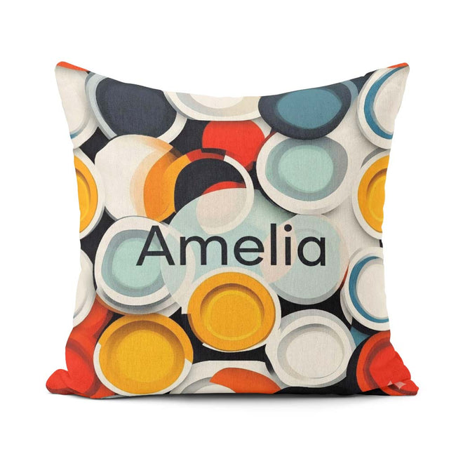 Custom Name Abstract 3D Circular Layers Gradient Modern Seamless Square Filled Cushion Throw Pillow Sofa Bed Home Decor Zip Washable UK Made