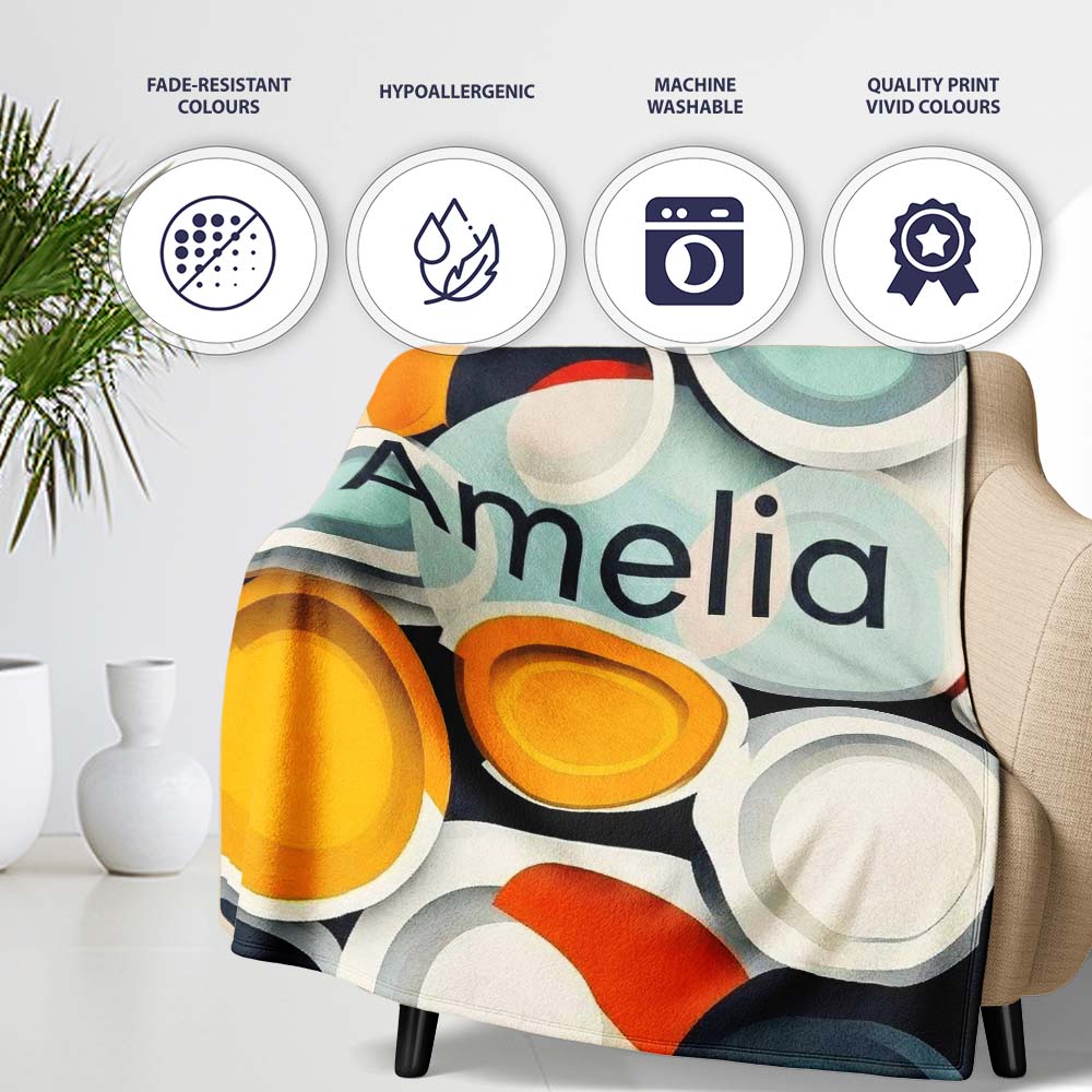 Abstract 3D Circular Layers Soft Gradient Modern Pattern Seamless  Personalised Custom Name Super Soft Fleece Blanket Bed Sofa Throw