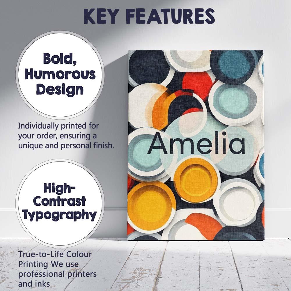 Personalised Name Abstract 3D Circular Custom  Modern Room Accent Elegant Feature Canvas Wall Art Print Decor Picture Ready to Hang