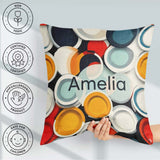Custom Name Abstract 3D Circular Layers Gradient Modern Seamless Square Filled Cushion Throw Pillow Sofa Bed Home Decor Zip Washable UK Made