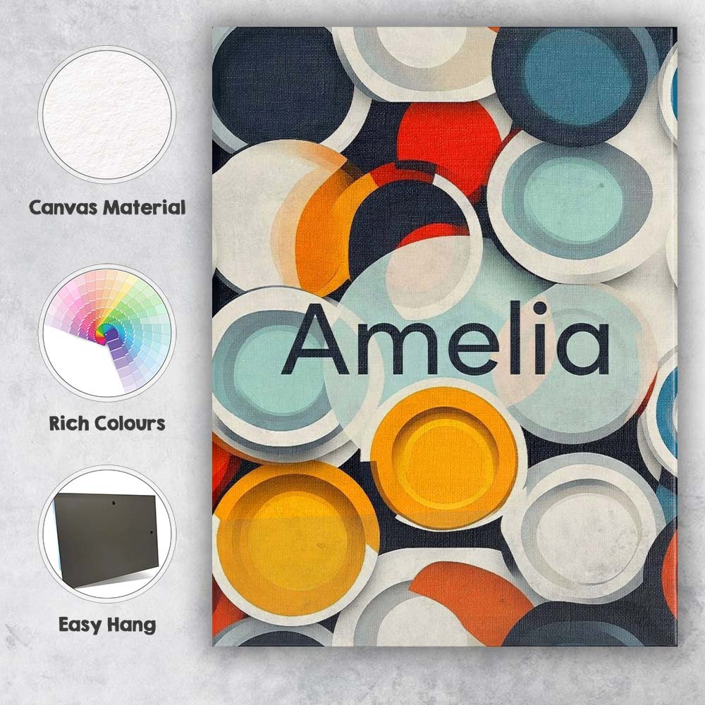 Personalised Name Abstract 3D Circular Custom  Modern Room Accent Elegant Feature Canvas Wall Art Print Decor Picture Ready to Hang
