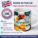 Personalized Custom Name Abstract 3D Circular Layers Soft Gradient Modern Pattern Seamless 11oz Ceramic Coffee Tea Mug White Large Handle