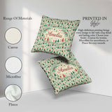 Custom Name Dense Christmas Trees Green Seamless Pattern Lovely Square Filled Cushion Throw Pillow Sofa Bed Home Decor Zip Washable UK Made