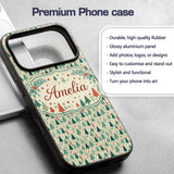 Dense Scandinavian Christmas Trees Green Seamless Custom Name Protective Phone Case Mobile Cover Durable Everyday Smartphone Shock Resistant
