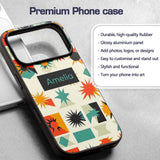 Abstract Starburst Shapes Geometric Colorful Custom Name Protective Phone Case Mobile Cover Durable Everyday Smartphone Shock Resistant