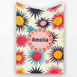 Abstract Bold Sunburst Floral Shapes Mid Century Style Seamless  Personalised Custom Name Super Soft Fleece Blanket Bed Sofa Throw