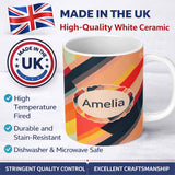 Personalized Custom Name Abstract Diagonal Color Stripes Modern Artistic Seamless Pattern 11oz Ceramic Coffee Tea Mug White Large Handle
