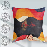 Custom Name Abstract Textured Wave Warm Earth Tone Seamless Name Square Filled Cushion Throw Pillow Sofa Bed Home Decor Zip Washable UK Made