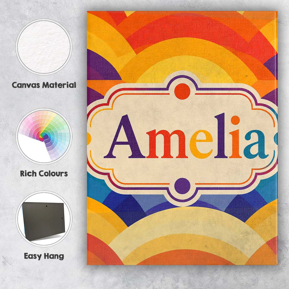 Personalised Name Abstract Rainbow Landscape Custom Bespoke  Contemporary Display Canvas Wall Art Print Decor Picture Ready to Hang