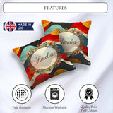 Custom Name Abstract Waves Color Block Modern Seamless Name Cute Square Filled Cushion Throw Pillow Sofa Bed Home Decor Zip Washable UK Made