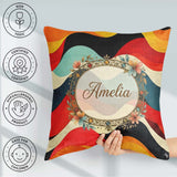 Custom Name Abstract Waves Color Block Modern Seamless Name Cute Square Filled Cushion Throw Pillow Sofa Bed Home Decor Zip Washable UK Made