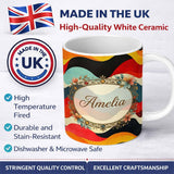 Personalized Custom Name Abstract Flowing Waves Color Block Modern Seamless Pattern Name Cute 11oz Ceramic Coffee Tea Mug White Large Handle