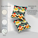 Custom Name Abstract Zigzag Geometric Shapes Bold Color Seamless Square Filled Cushion Throw Pillow Sofa Bed Home Decor Zip Washable UK Made