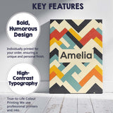 Personalised Name Abstract Chevron Pattern Custom  Unique Gift Idea Elegant Feature Canvas Wall Art Print Decor Picture Ready to Hang