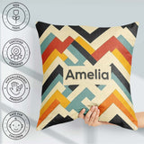Custom Name Abstract Chevron Pattern Layered Geometric Seamless Square Filled Cushion Throw Pillow Sofa Bed Home Decor Zip Washable UK Made