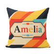 Custom Name Abstract Geometric Diagonal Color Blocks Modern Art Square Filled Cushion Throw Pillow Sofa Bed Home Decor Zip Washable UK Made