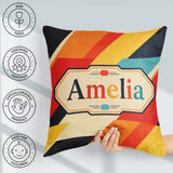 Custom Name Abstract Geometric Diagonal Color Blocks Modern Art Square Filled Cushion Throw Pillow Sofa Bed Home Decor Zip Washable UK Made