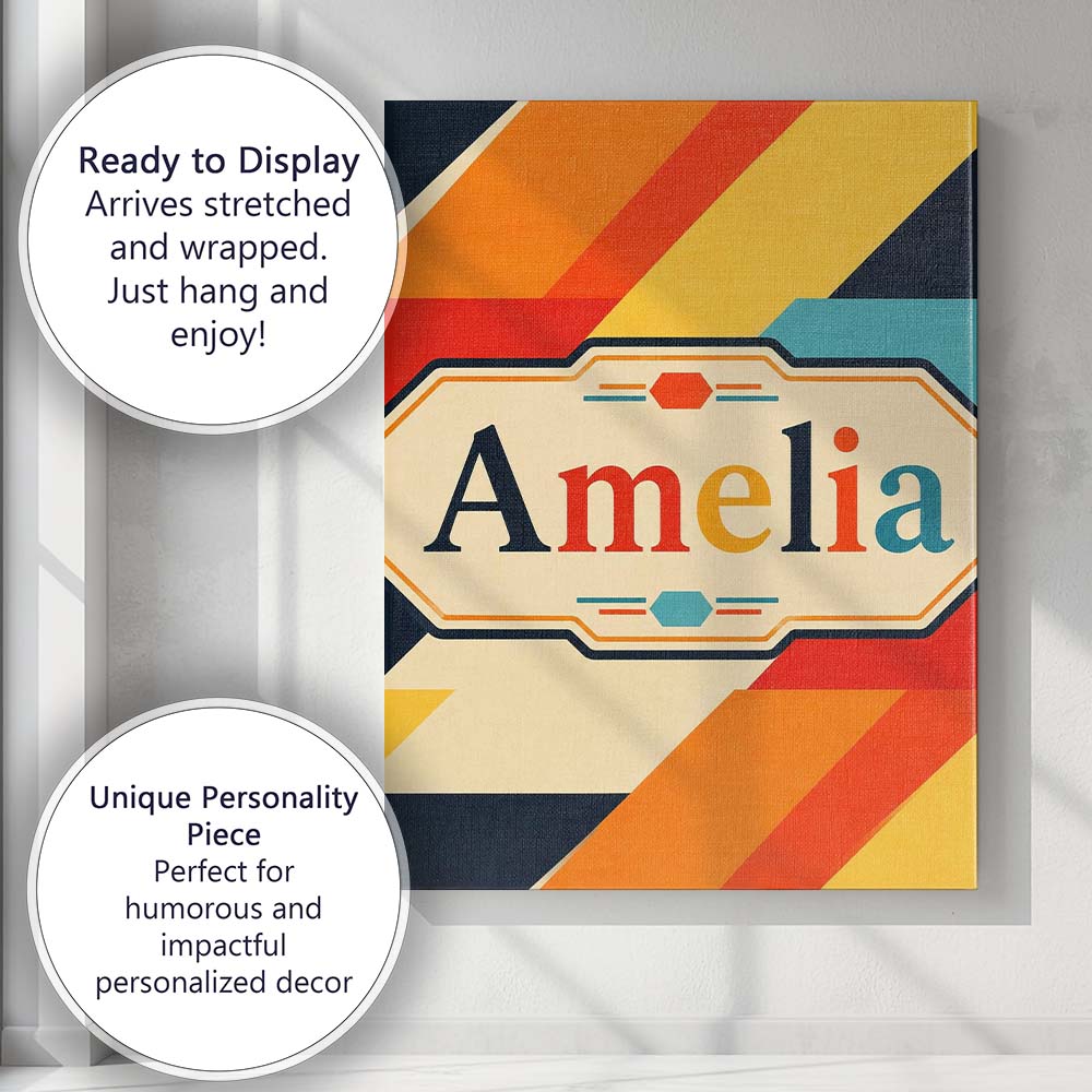 Personalised Name Abstract Geometric Custom Premium Decorative Design Modern Room Accent Canvas Wall Art Print Decor Picture Ready to Hang
