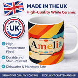 Personalized Custom Name Abstract Geometric Diagonal Color Blocks Modern Art Seamless 11oz Ceramic Coffee Tea Mug White Large Handle